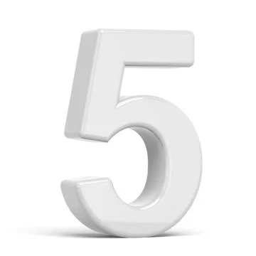 3D rendering white number 5 Stock Illustration
