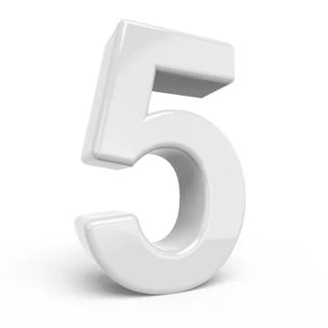 3D rendering white number 5 Stock Illustration