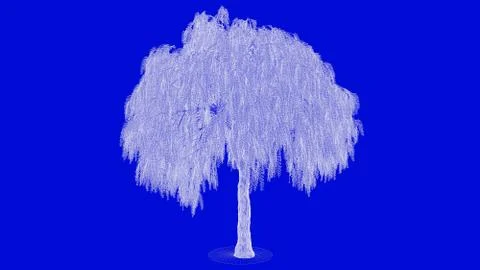 3d rendering of a white outlined tree on a blue background イラスト素材