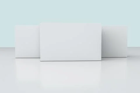 3d rendering, white packing boxes with white background 스톡 일러스트