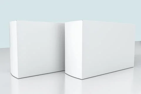 3d rendering, white packing boxes with white background 스톡 일러스트