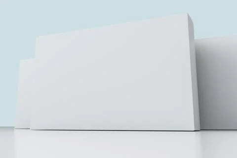 3d rendering, white packing boxes with white background 스톡 일러스트