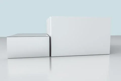 3d rendering, white packing boxes with white background Stock Illustration