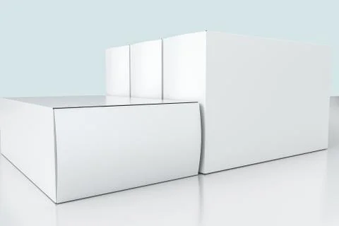 3d rendering, white packing boxes with white background 스톡 일러스트