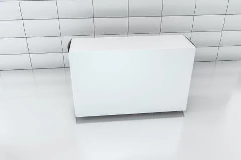3d rendering, white packing boxes with white background 스톡 일러스트