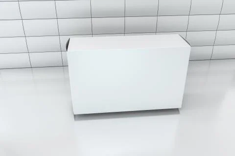 3d rendering, white packing boxes with white background Stock Illustration