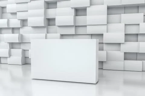 3d rendering, white packing boxes with white background Stock Illustration