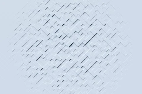 3D rendering. White  pattern of cubes of different shapes. Minimalistic patte Stock Illustration
