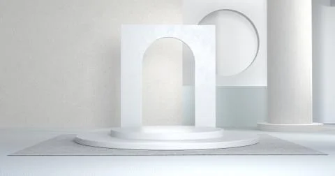 3d rendering of white podium. Stock Illustration