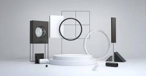 3d rendering of white podium. Stock Illustration