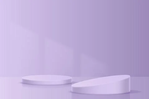 A 3D rendering of a white podium on a purple background Stock Illustration