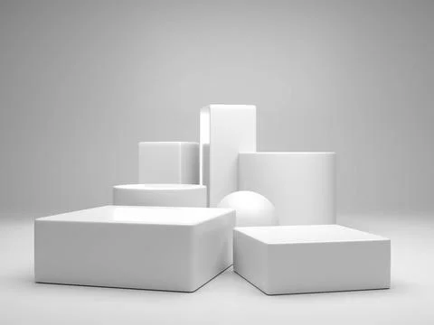 3D rendering white product background stand or podium pedestal on advertising Stock Illustration