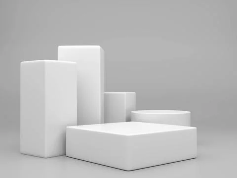 3D rendering white product background stand or podium pedestal on advertising Stock Illustration