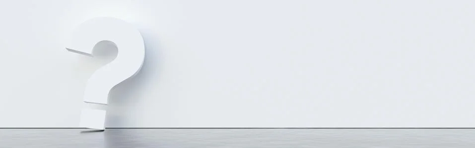 3D rendering of a white question mark  - business support concept Stockillustratie