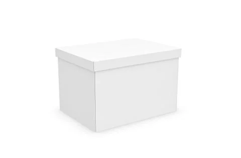 3d rendering of a white rectangle box with a closed lid on white background Stock Illustration