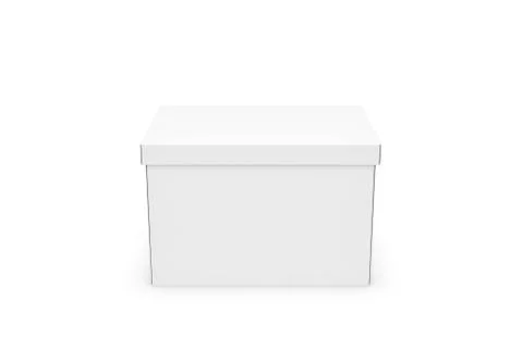 3d rendering of a white rectangle box with a closed lid on white background Stock Illustration