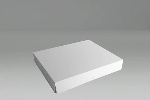 3d rendering of a white rectangle box with a closed lid on gray background... Stock Photos