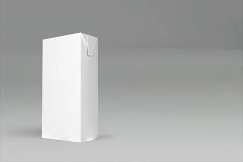 3d rendering of a white rectangle box with a closed lid on gray background... Foto stock