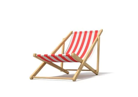 3d rendering of a white red deckchair isolated on a white background. Stock Illustration