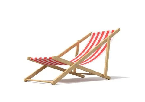 3d rendering of a white red deckchair isolated on a white background. Ilustración de archivo