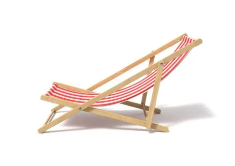 3d rendering of a white red deckchair isolated on a white background. Stock Illustration