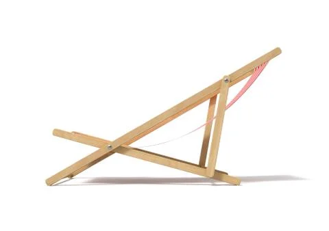 3d rendering of a white red deckchair isolated on a white background. Stock Illustration