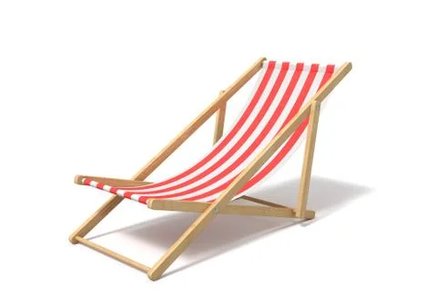 3d rendering of a white red deckchair isolated on a white background. Stock Illustration