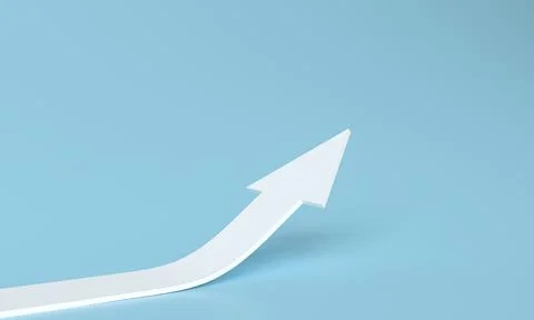 3d rendering of white rising arrow for business planning new strategy. growing Illustrazione stock