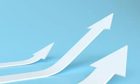 3d rendering of white rising arrow for business planning new strategy. growing Illustrazione stock