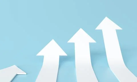 3d rendering of white rising arrow for business planning new strategy. grow Illustrazione stock