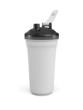 3d rendering of white shaker with black covers on white background. Stock Illustration