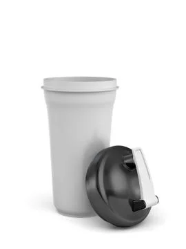 3d rendering of white shaker with black covers on white background. Stock Illustration