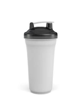 3d rendering of white shaker with black covers on white background. Stock Illustration