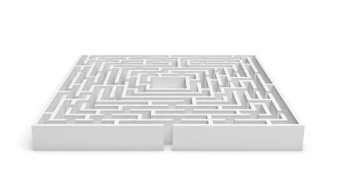 3d rendering of a white square maze on white background Stock Illustration