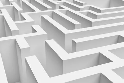 3D rendering of the white square maze consruction approximated Illustration