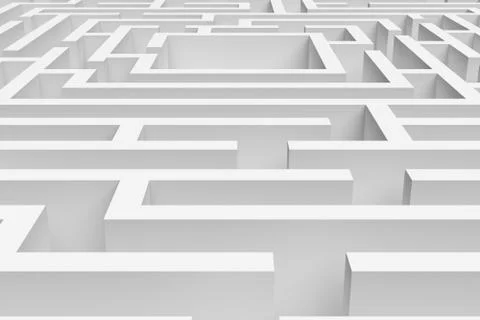 3D rendering of the white square maze consruction approximated イラスト素材