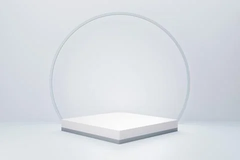 3d rendering of white square podium with white background for product adverti Stock Illustration