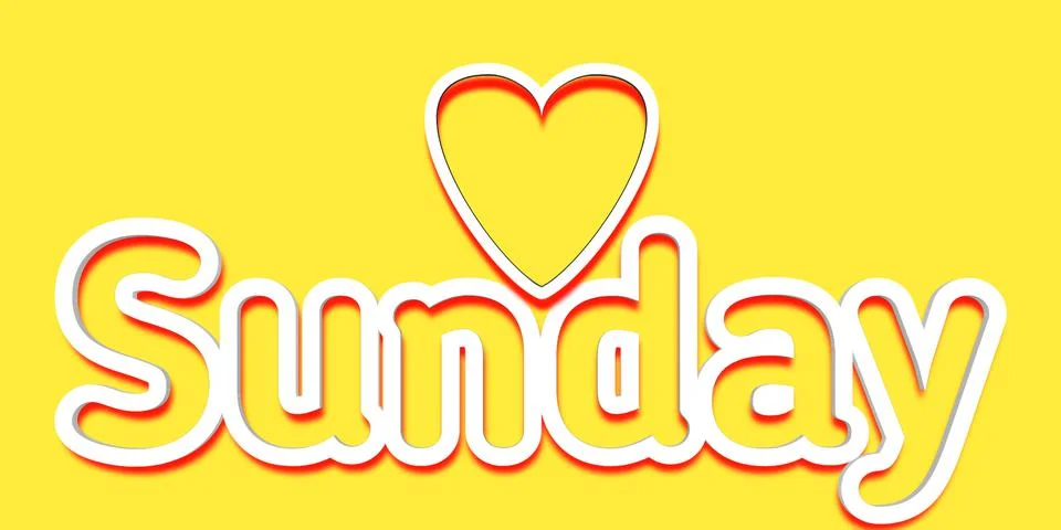 3d rendering white Sunday text isolated on yellow 스톡 일러스트