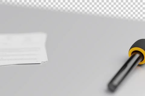 3D Rendering of a white Talkshow/Broadcast Table in a Studio Stock Illustration