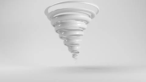 3d rendering of a white tornado inside a white studio Stock Illustration