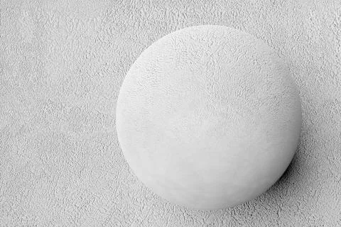 3D rendering. White volumetric sphere covered with decorative plaster. Close- Illustrazione stock