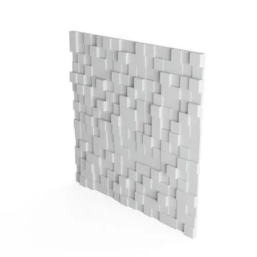 3D rendering of a white wall made of cubes on a white background Stock Photos