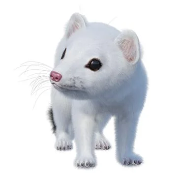 3D Rendering White Weasel on White Stock Illustration