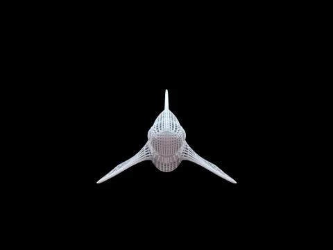 3d rendering of a white wired dino isoalted on black Stock Illustration