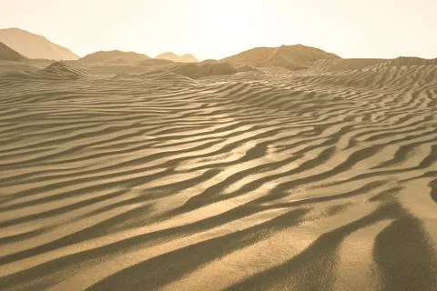3d rendering, the wide desert, with stripes shapes. 스톡 일러스트