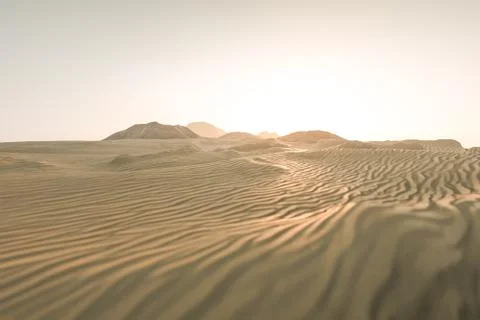 3d rendering, the wide desert, with stripes shapes. 스톡 일러스트