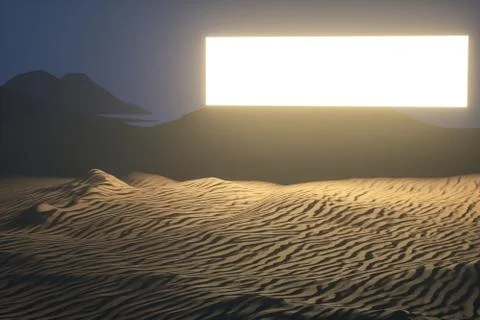3d rendering, the wide desert, with stripes shapes. 스톡 일러스트