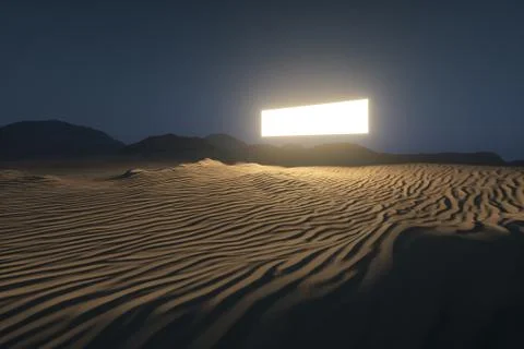 3d rendering, the wide desert, with stripes shapes. 스톡 일러스트