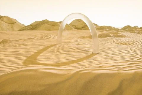 3d rendering, the wide desert, with stripes shapes. 스톡 일러스트