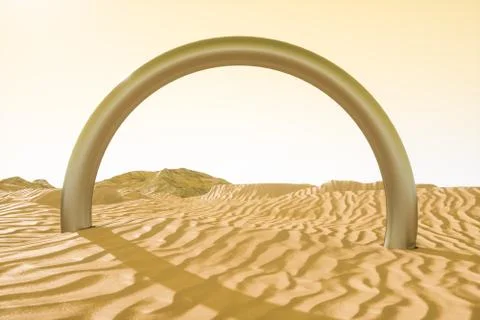 3d rendering, the wide desert, with stripes shapes. 스톡 일러스트
